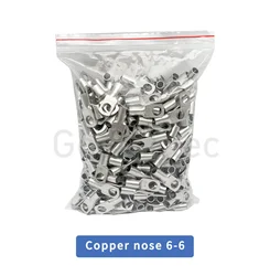 50/100PCS SC6-6 Tined copper connecting terminal bolt hole cable lugs battery terminals 6mm square wire