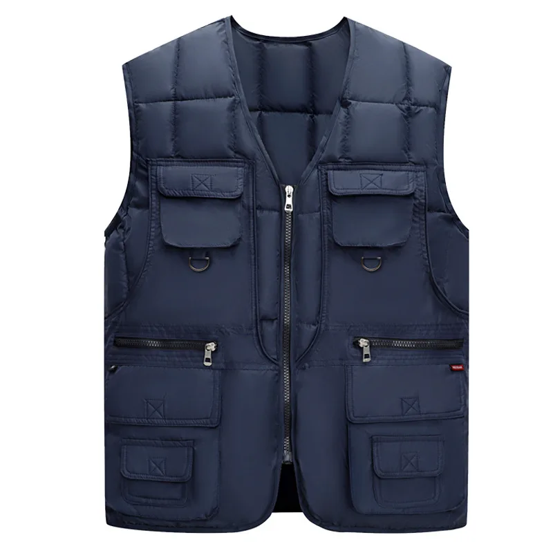 Gilet da uomo autunno inverno con tasche Multiple chiusura con cerniera gilet senza maniche cappotto caldo invernale abbigliamento moda