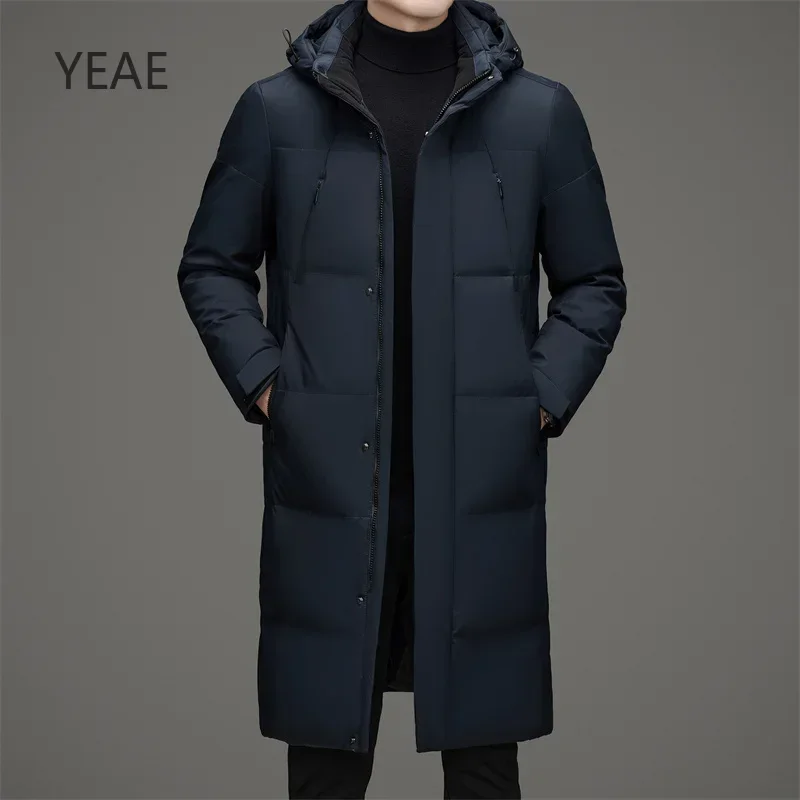 YEAE-Chaqueta larga de plumón de pato para hombre, ropa de diseñador acolchada, abrigos informales para hombre, chaquetas de invierno, 2024