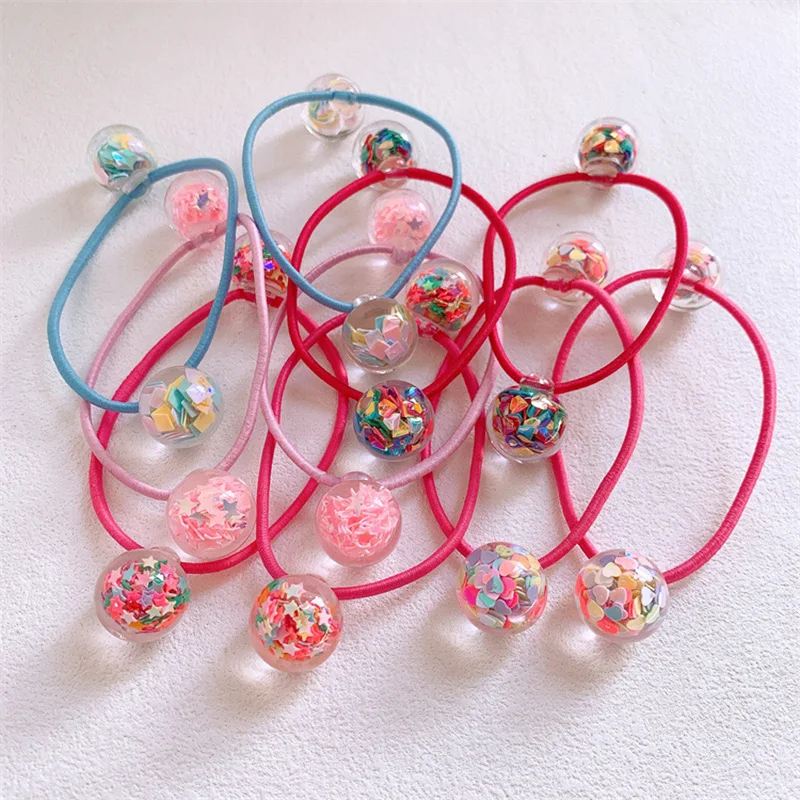 New Quicksand Ball Hair Ties Rubber Girls Elastic Hair Bands Colorful Ball Ponytail Holder Rope Kids Gum Korean accessories