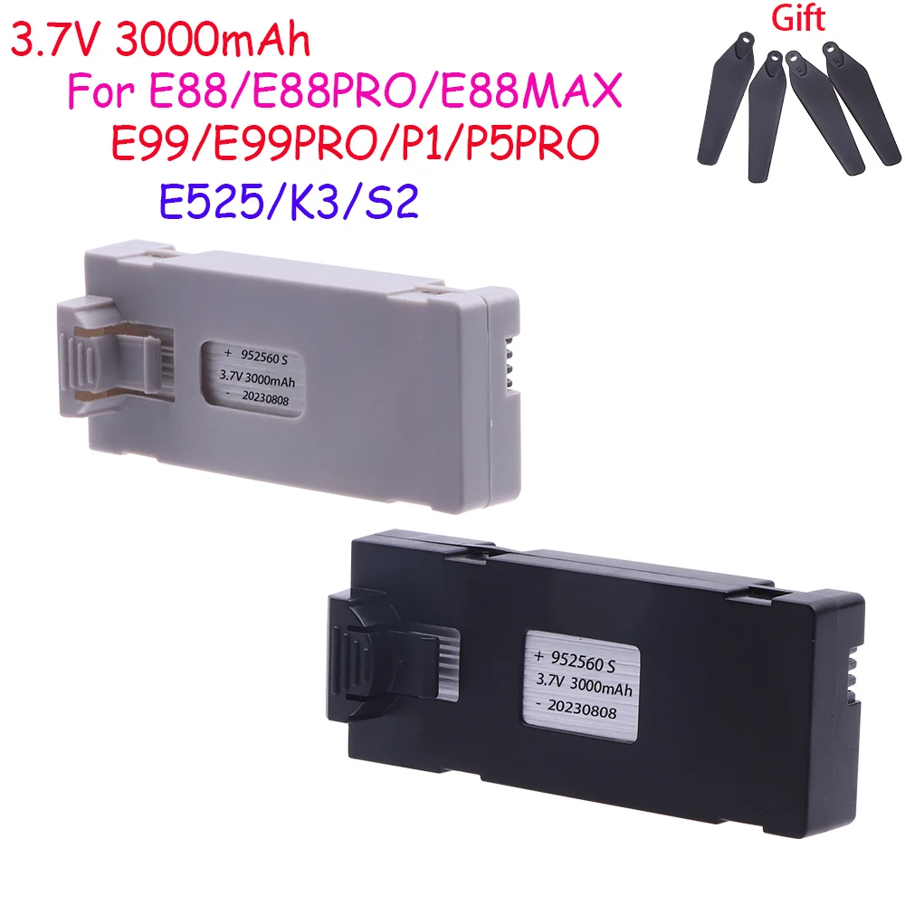 3.7V 3000mAh ชุดแบตเตอรี่สําหรับ E88 E88PRO E525 E525 PRO E99MAX P1 P5 K3 Mini Drone FPV Quadcopter แบตเตอรี่อุปกรณ์เสริม Rc อะไหล่ 1-10P