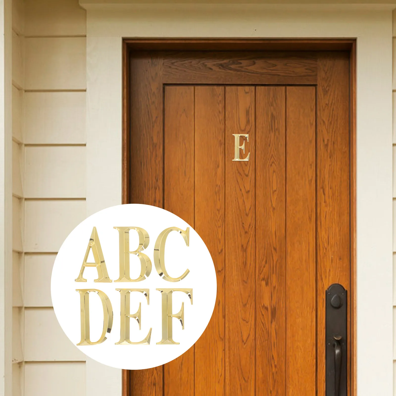 

6Pcs 7cm Gold Plated 3D Resin ABS Letter Doorplate Durable House Number Sign A F Decals Address Identifier For Doors Mailboxes