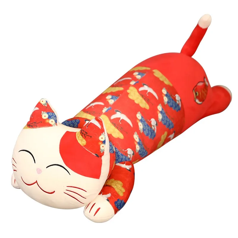 

New Plush Toys Animal Red Mascot Cat Cute Creative Long Soft Office Lunch Break Nap Sleeping Pillow Stuffed Gift Doll For Kids