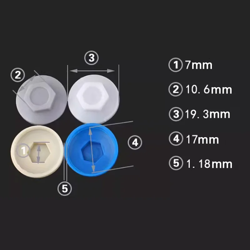 50/100/200pcs Screw Waterproof Caps Plastic Cap Protective Cap for 5.2mm Outer Hex Head Self-Drilling Screws Bolts 5-Colours