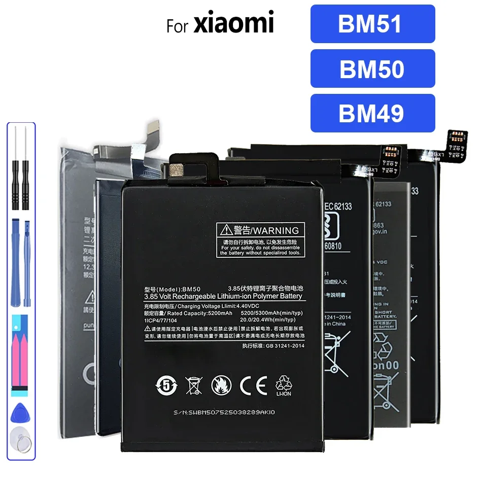 

Сменный аккумулятор для Xiaomi Mi Max, Max 1, 2, 3, 5300 мАч, бесплатные инструменты, BM51, BM50, BM49