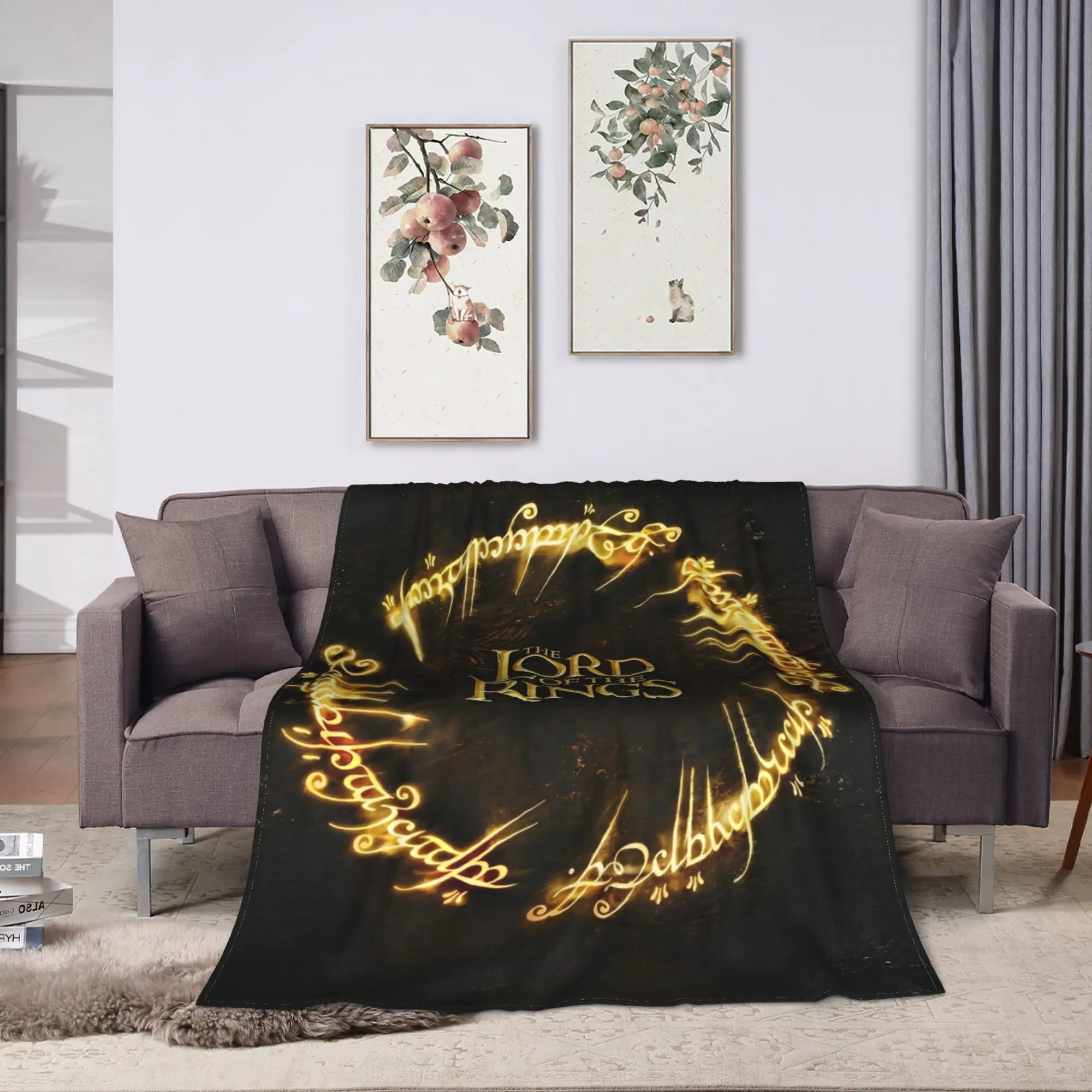 L-Lords Of The R-Rings  Blanket  Airplane Travel Flannel Throw Blanket For Bedroom Super Warm Design Quality Bedspread Gift Idea