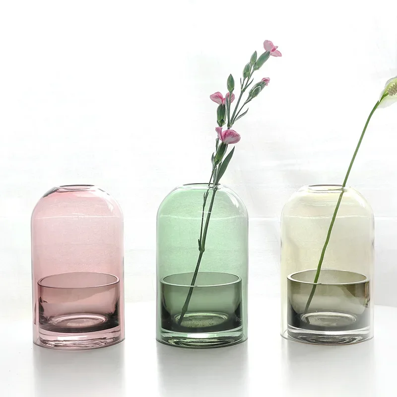 

Glass Vase Home Decor Glass Cover Dried Flowers Ornaments Nordic Vases For Tabletop Flower Pot Home Decoration Accessories Декор