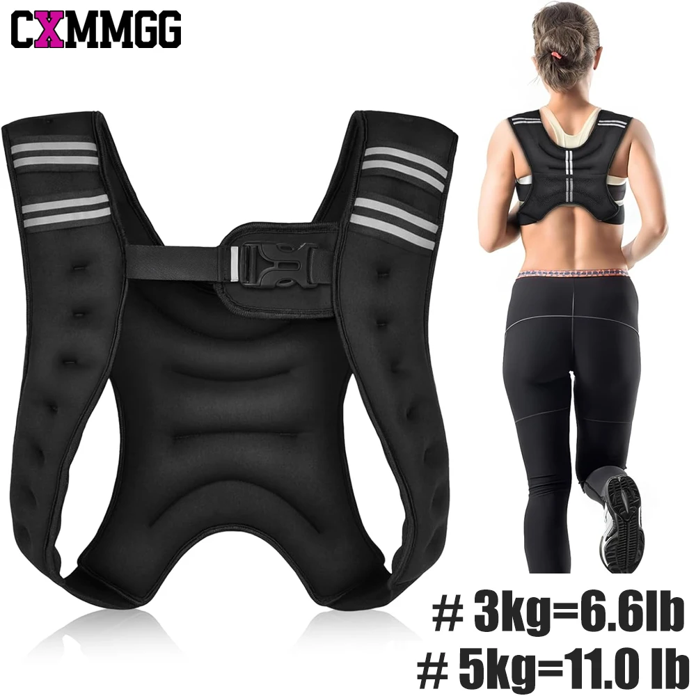 

Weighted Vest with 3kg/6.6lbs, 5kg/11lbs Weight Reflective Stripe,Weight Vest Men Women for Workout, Strength Training, Running