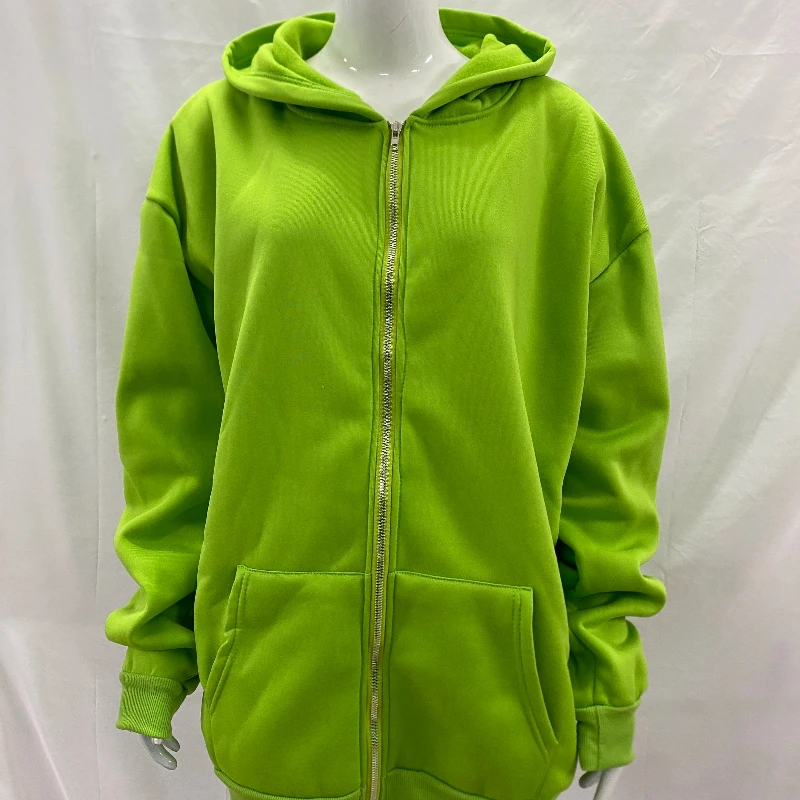 European American Fashion Solid Color Sportswear Tops Autumn Winter Men Women's Clothing Loose Casual Zippered Cardigans Hoodies