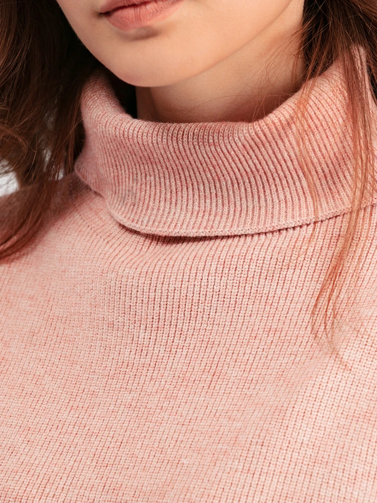 Narrow slit knitted high neck sweater for women in winter, warm and age reducing casual wide leg pants