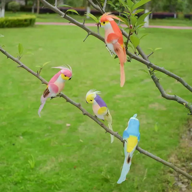 1Pcs Miniature  Lawn Doll Ornaments 15cm Creative Handmade Simulation Parrot Animal Bird Garden Props Decoration