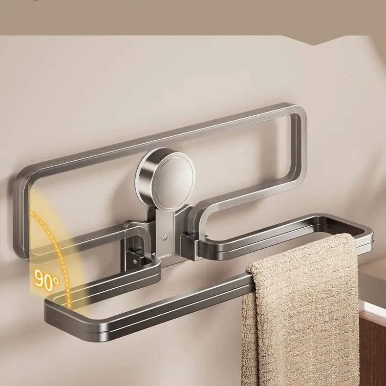 Wall Mounted Towel Rack 2 Tier Foldable SUS304 Stainless Steel Brushed Nickel Towel Bar 90° Rotating Space Saving Towel Holder