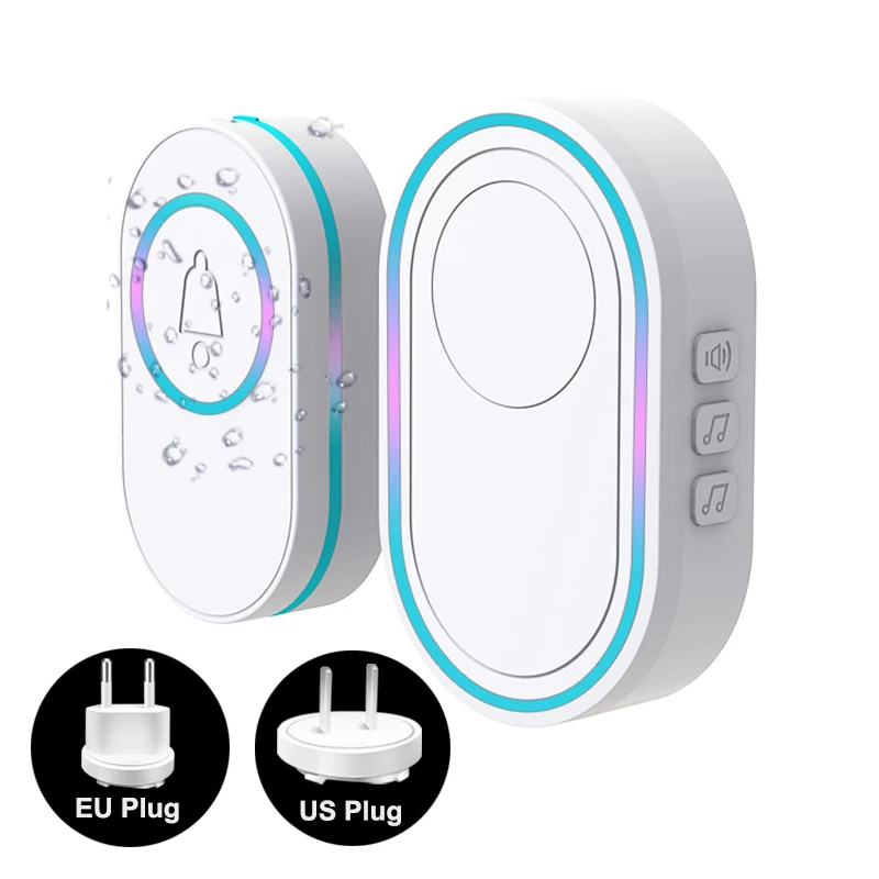 Wireless Doorbell Waterproof White Color Home Welcome Doorbell Chord Music Smart Home Doorbell 39 Song Melodies US EU Plug