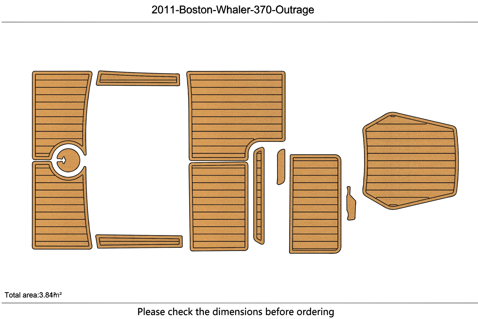 

2011 Boston Whaler 370 Outrage Cockpit swimming platform 6mm EVA TEAK FLOOR Non-slip mat