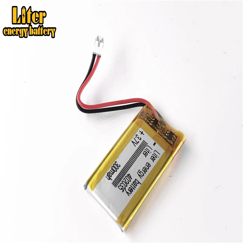 JST PH 2.0mm 2 pin 402035 3.7V 300mAh bateria litowo-polimerowa LiPo akumulator do ręcznego nawigatora Mp3 GPS zegarek z bluetooth