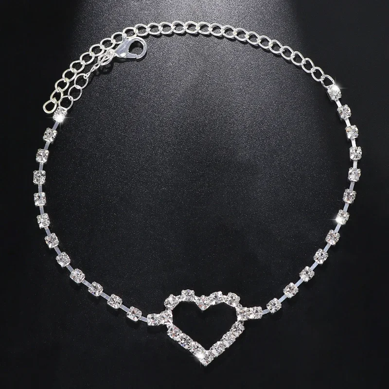 Exquisite Cubic Zirconia Chain Anklet for Women Fashion Silver Color Ankle Bracelet Barefoot Sandals Foot Jewelry