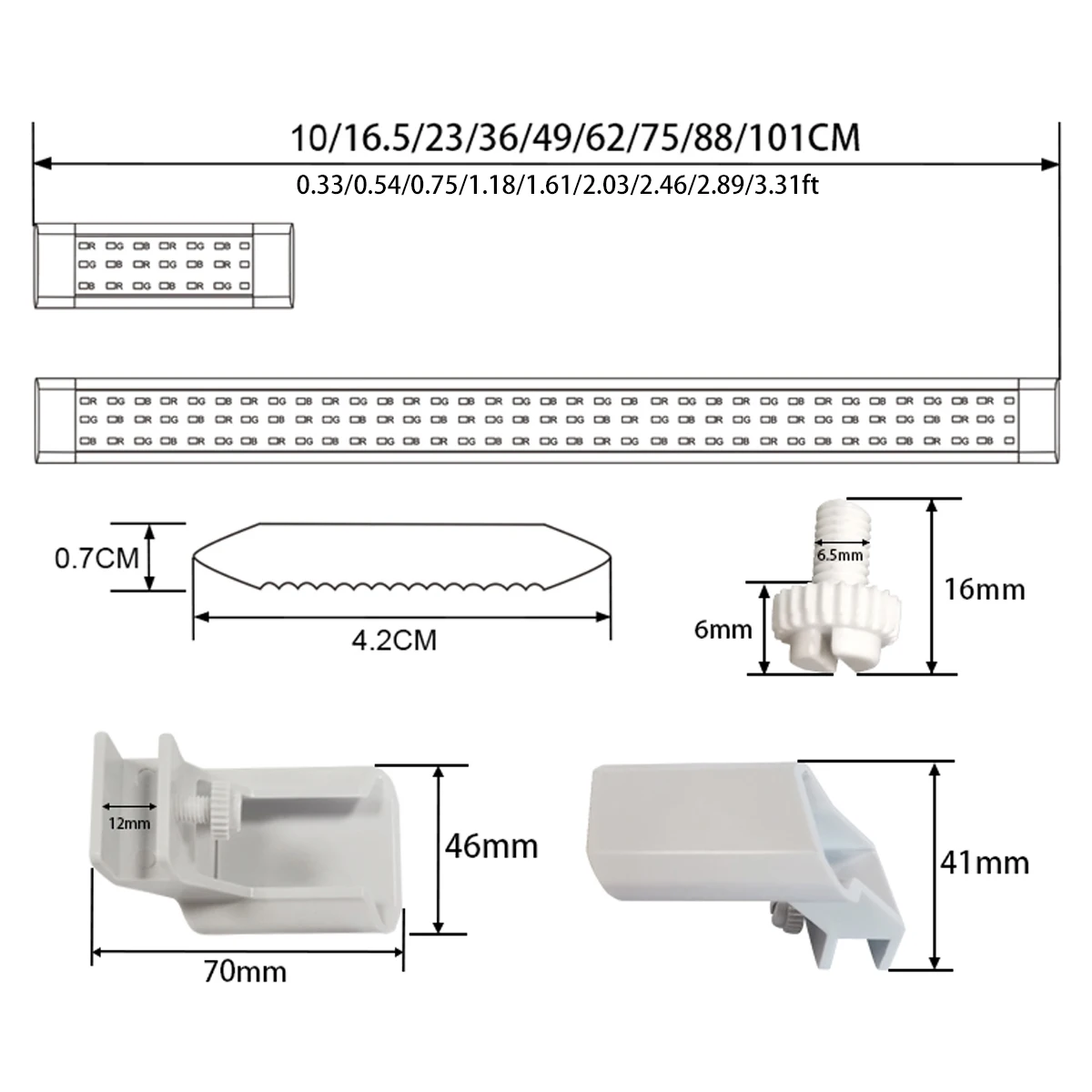 Aquarium Lighting with Waterproof 3D Printed Adjustable Bracket Length Wavelength Suitable for Aquatic Fast Delivery