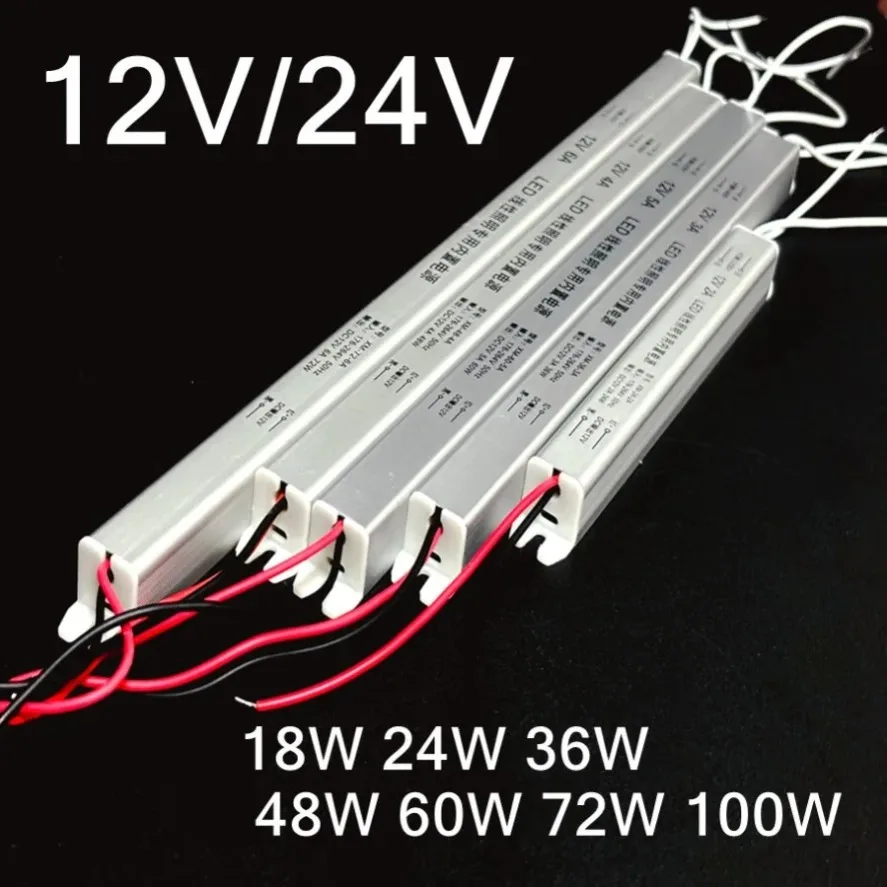 100W AC 220V TO DC 12V 24V Strip Power Supply Outdoor IP20 Waterproof Dustproof Aluminum Shell Light Strip Driver Transformer
