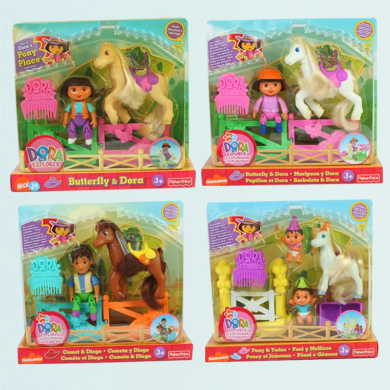 Original Cartoon The Adventurous Little Girl Diego Stable Scene with Horses Playing House Toy Set Holiday Gifts for Children