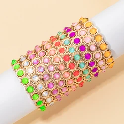 2023 New Design Gold Sliver Color Bracelets For Women Inlaid Colorful Diamond Beads Elastic Bangle Resin Crystal Jewelry