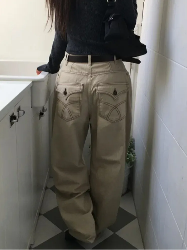 

East Gate, осенние винтажные повседневные свободные широкие джинсовые брюки с рисунком, женские универсальные универсальные брюки с текстурой k