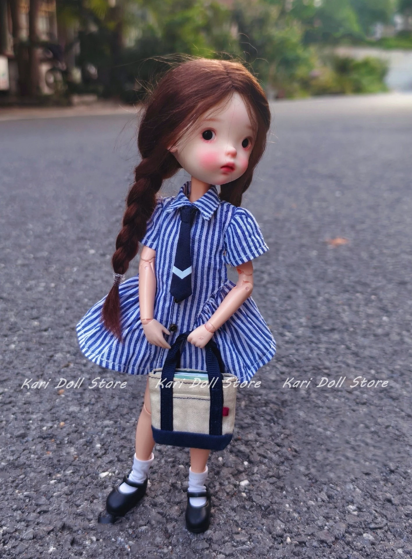 Kari Doll Clothes and skirts 2025 Handmade blue striped skirt tie doll set for Landazz Landoudou Doll