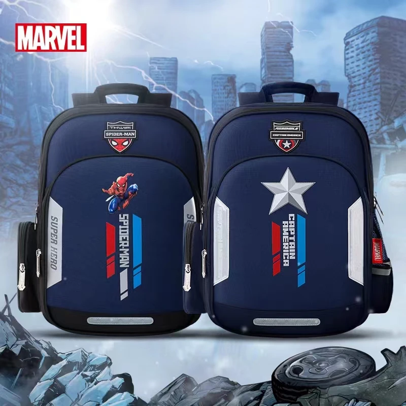 Disney Marvel Boy School Bag Grade 1-3 Spider Man Captain America Primary Student Shoulder Orthopedic Backpack Mochilas Escolare