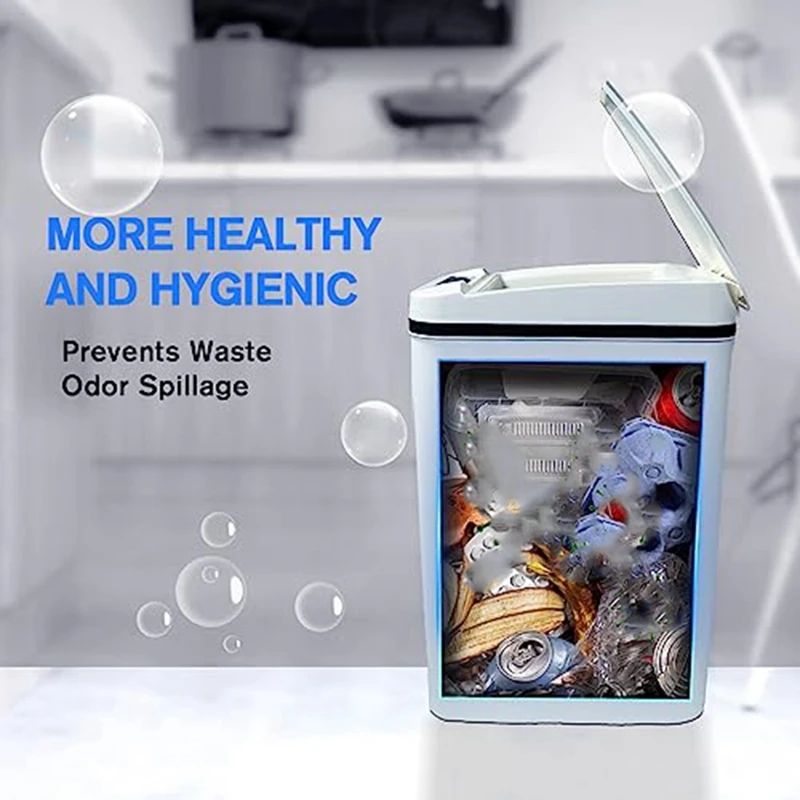 

Automatic Touchless Bathroom Trash Can with Lid White Slim Narrow Plastic Smart Motion Sensor Covered Garbage Can-A21I