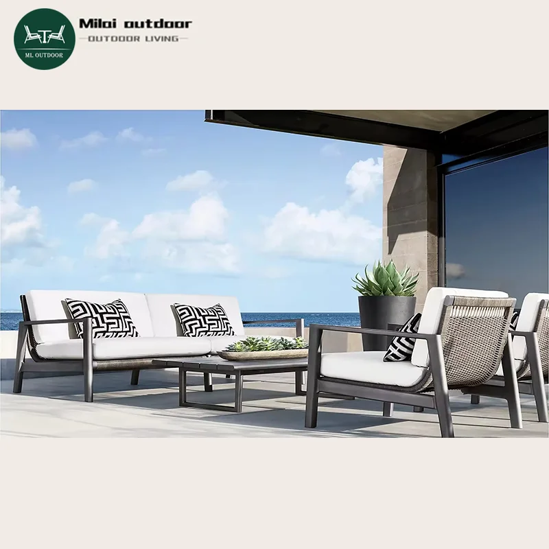 

Factory Hot Selling Outdoor Garden Courtyard Aluminum Sofa Rattan Villa Hotel Terrace Leisure Seats Lobby Corridor Furniture