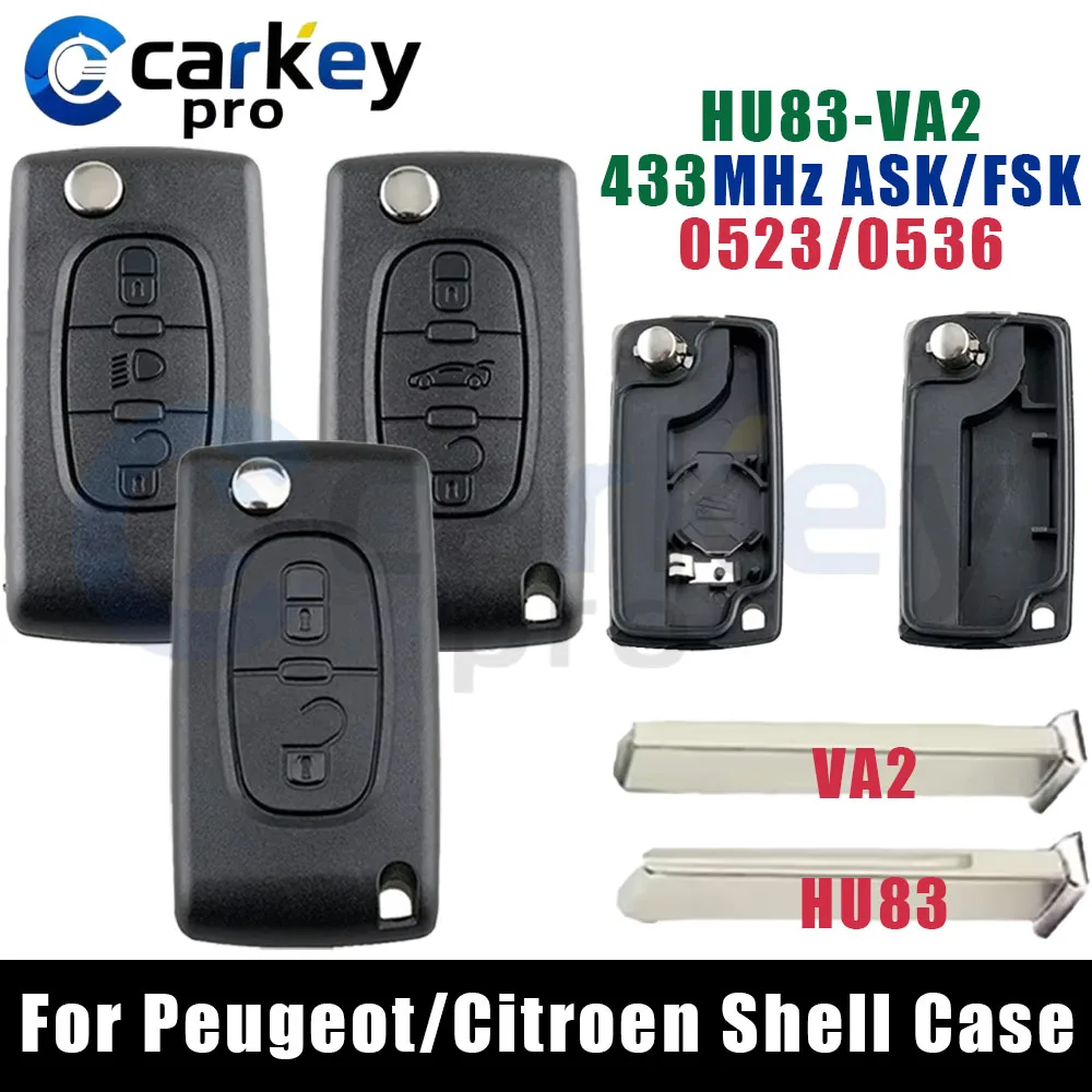 Carkeypro HU83 VA2 Flip Remote Car Key Shell Case For Citroen C2 C3 C4 C5 C6 Xsara Berlingo For Peugeot 207 307 308 407 607 807