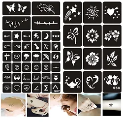 5-99pcs Indian Henna Tattoo Templates for Hands Face Finger Arm Body Glitter Airbrush Temporary Tattoo Stencil Women Men Kids