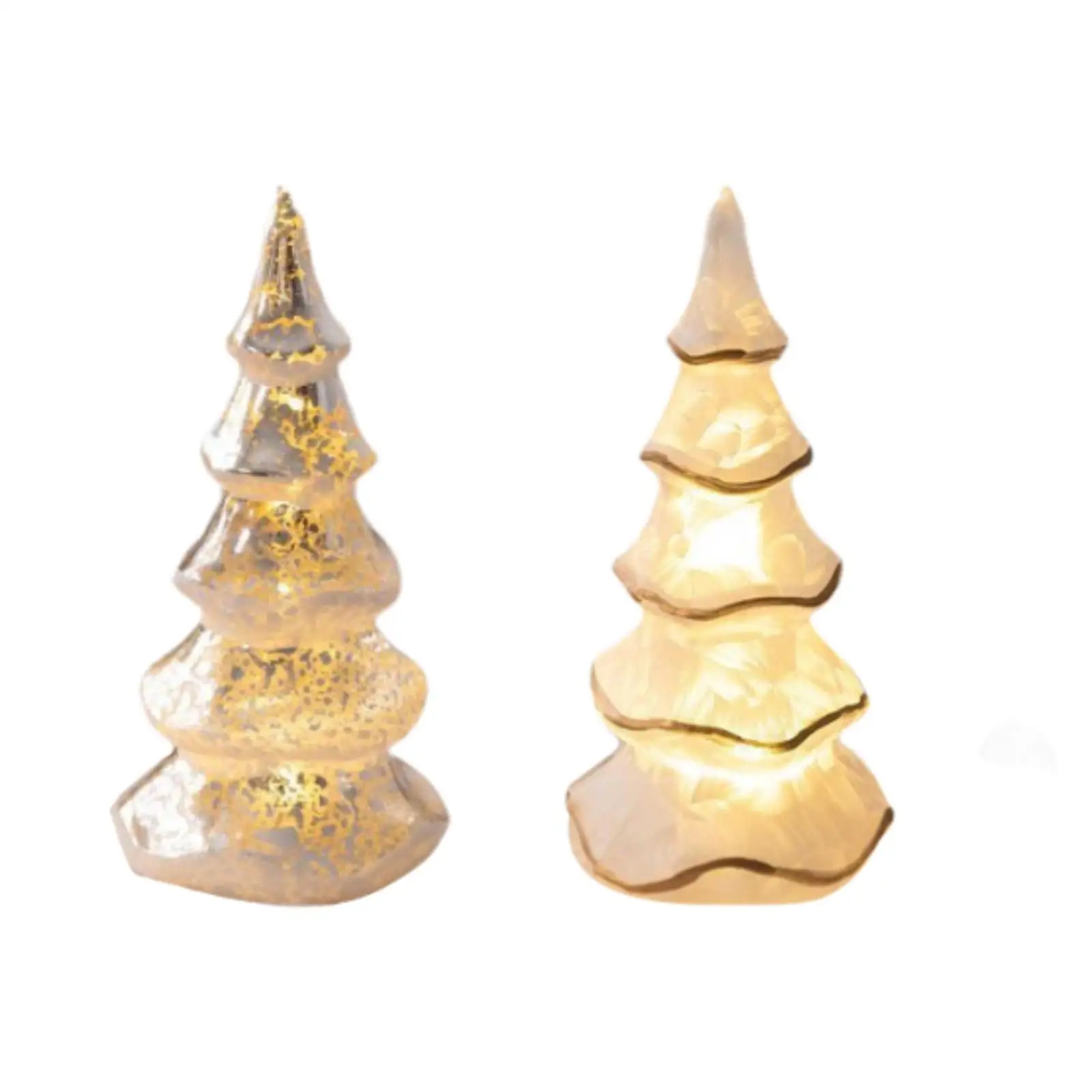 

Lighted Glass Tabletop Artificial Christmas Tree Art Crafts Christmas Ornament for Bedroom Living Room Shelf Indoor Window