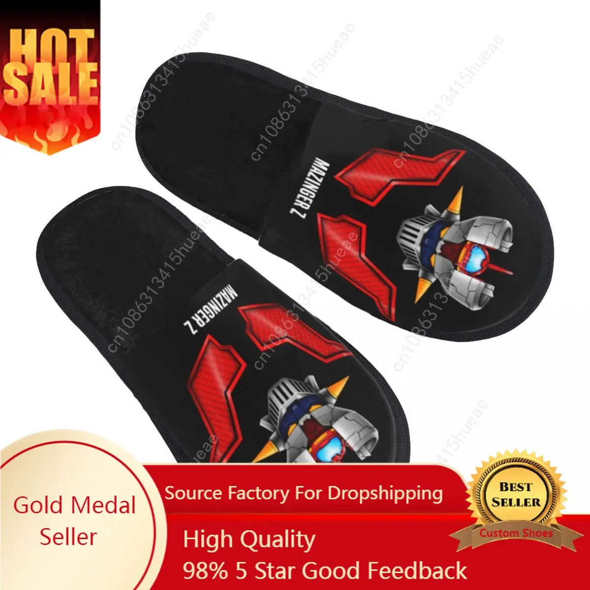 

Custom Mazinger Z Anime UFO Robot Soft Memory Foam House Slippers Women Cozy Warm Anti-skid Sole Slipper