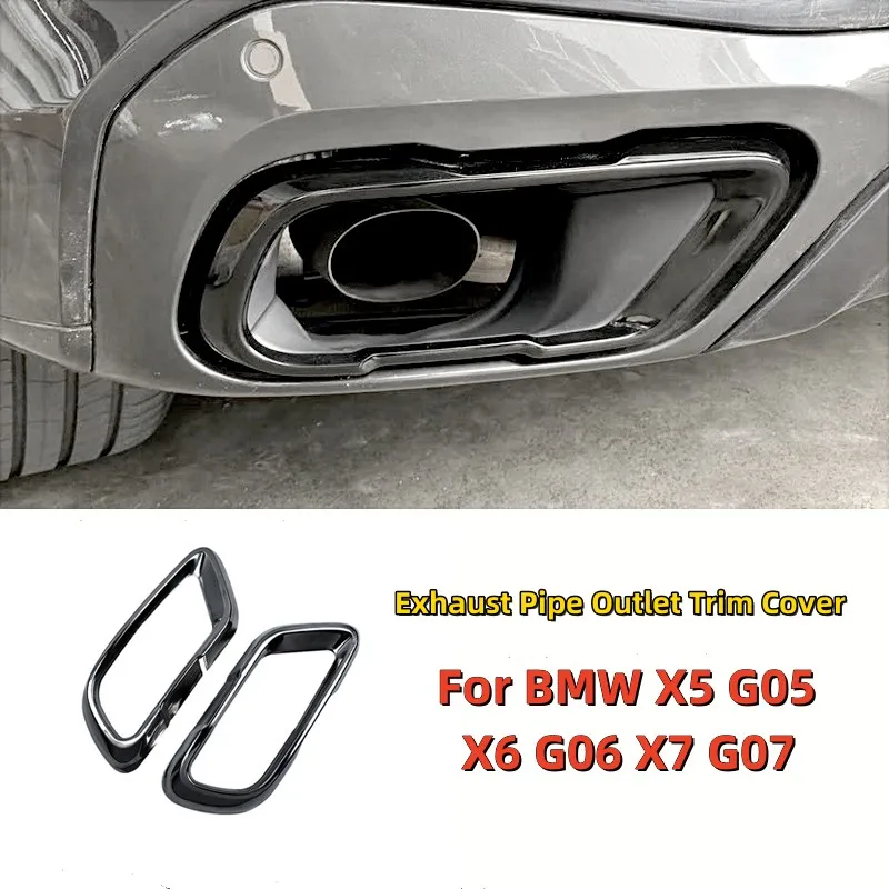 For BMW X5 G05 X7 G072019-2021 X6 G06 2020-2021 Car Muffler Exhaust Pipe Outlet Trim Cover Tail Throat Decorative Frame Sticker