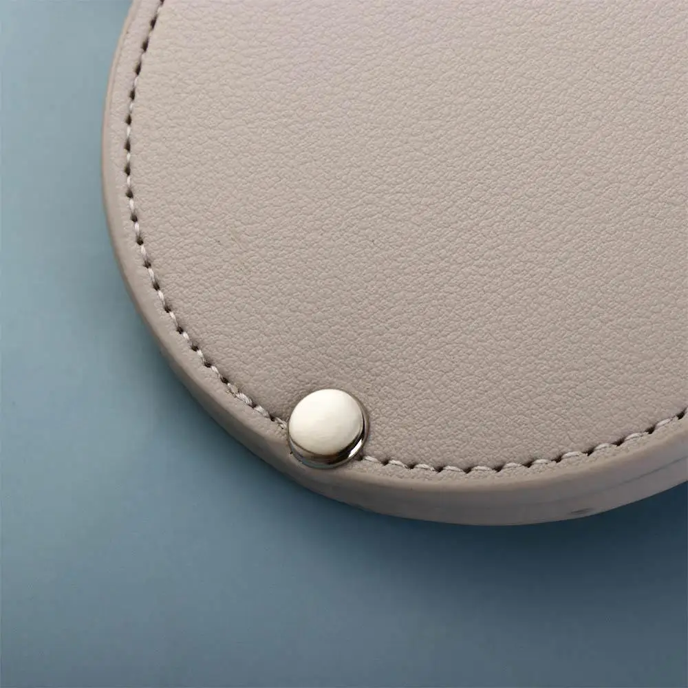 Round Portable Beauty PU Leather Gift for her Ultra-thin Travel Accessories Cosmetic Mirror Makeup Mirror Compact Pocket Mirror