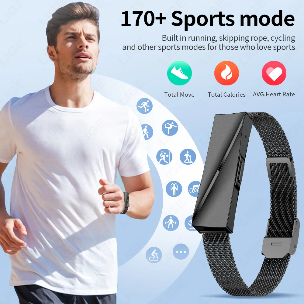 LIGE para Android IOS nueva pulsera inteligente mujeres Smartwatch hombres monitoreo de ritmo cardíaco impermeable 100 + reloj de pulsera deportivo regalo de las señoras