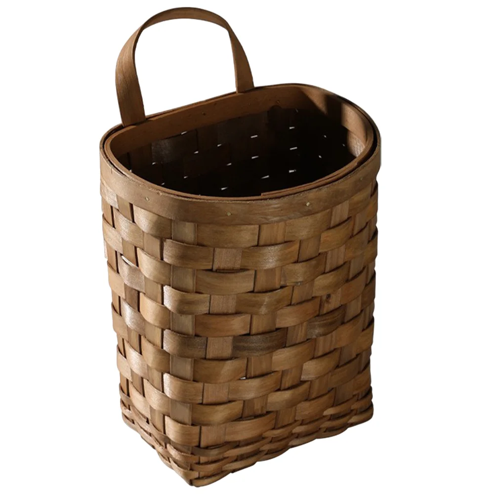 Decorate Wooden Wall Flower Basket Rectangular Woven Wicker Storage Hanging Vegetable Fruit Baskets