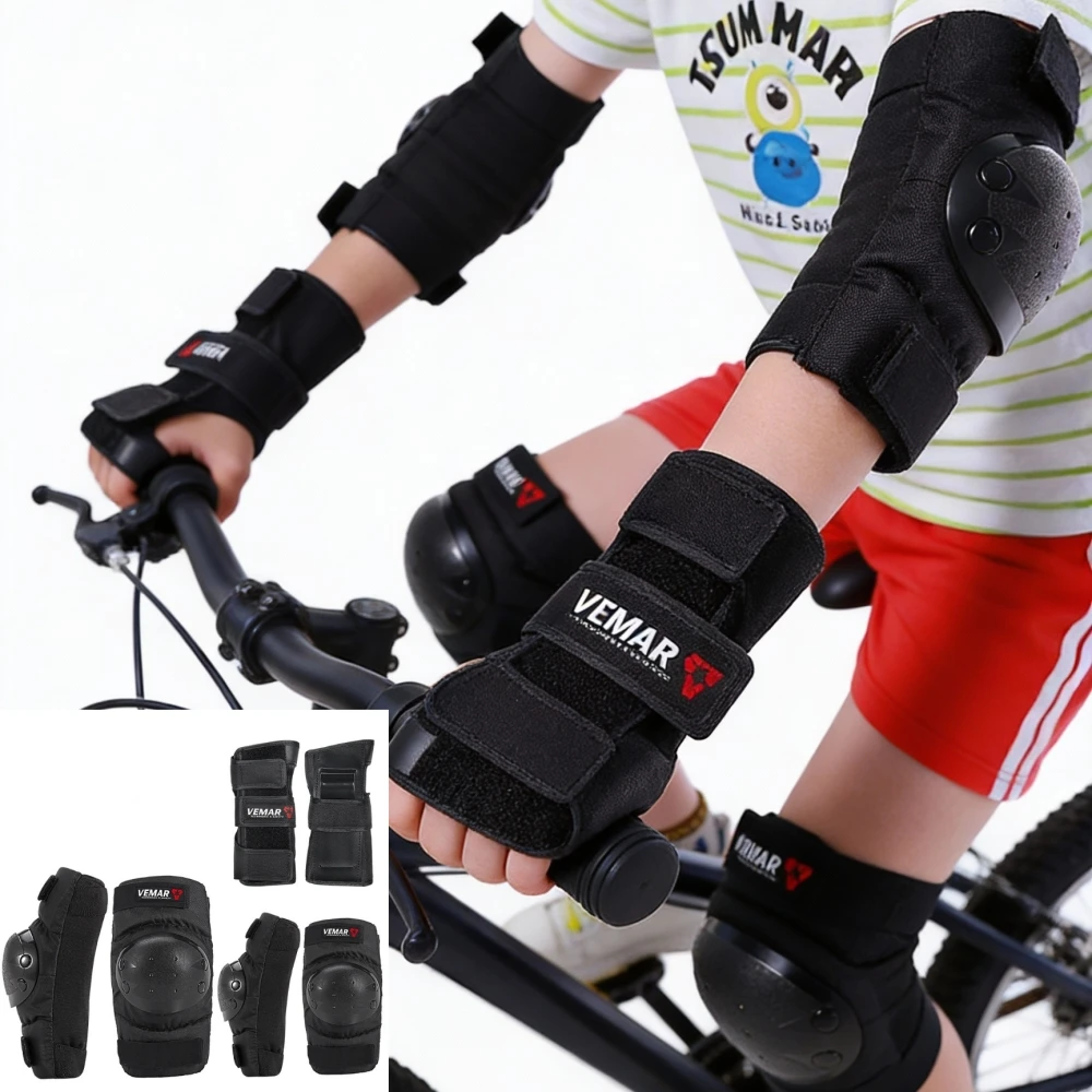 VEMAR Children Motorcycle Knee Elbow Hand Pads 6 Pcs Short Hard Shell  Protective Gear