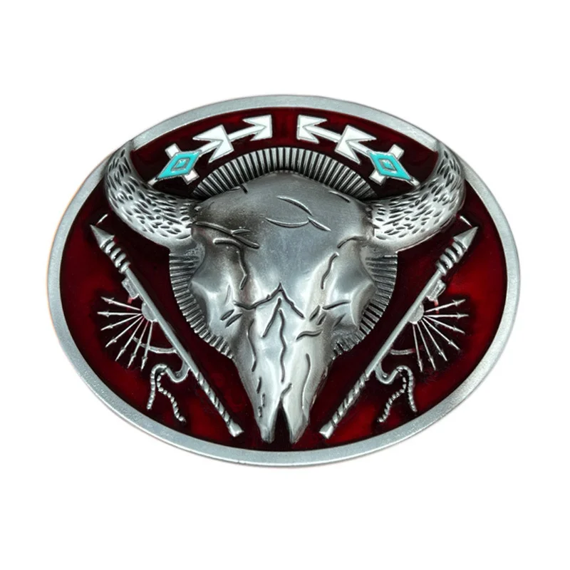 

Zinc alloy bull head bone belt buckle with western style