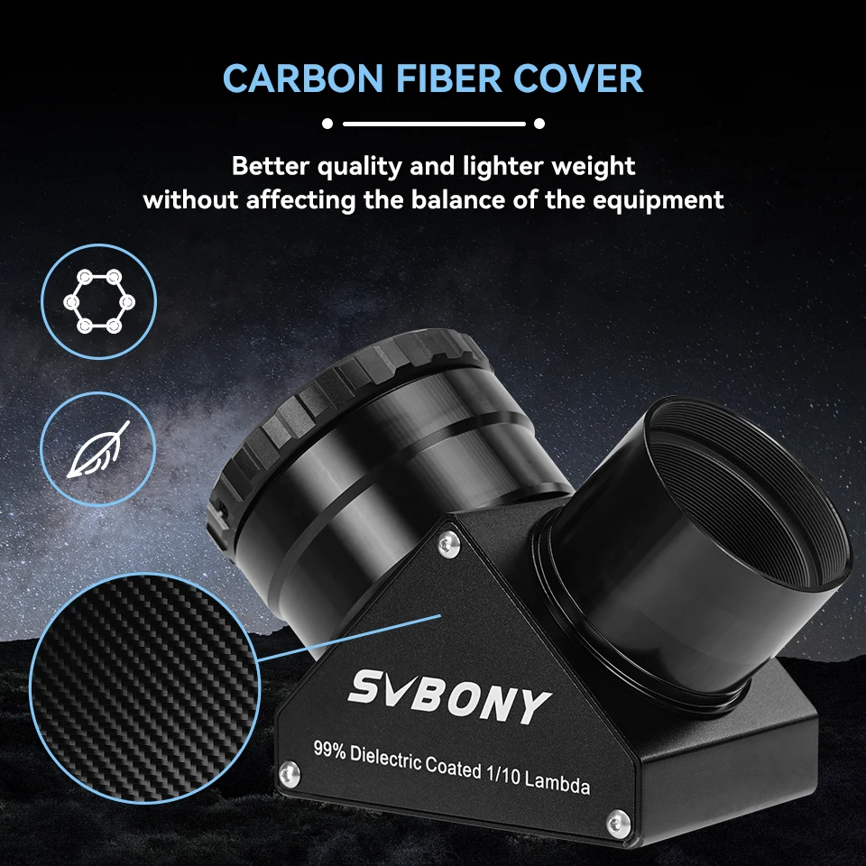Svbony SV223 1,25/2 Zoll 99 % reflektierende dielektrische Beschichtung 90 ° Clicklock Mirror 1/10 Lambda zur Verbindung von Okularen und Objektiven – Detail 15