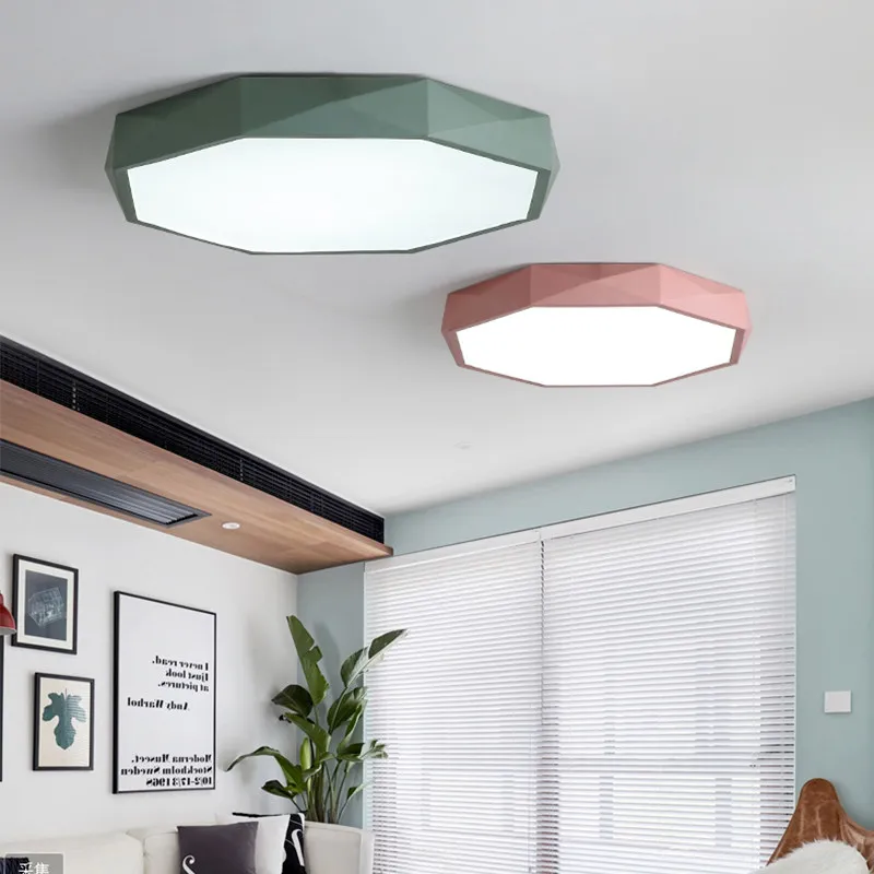 Octagon LED Ceiling Lights Macaron Ultra-thin Lamps Children's Room Living Room Study Bedroom Restaurant Modern Lighting Fixture