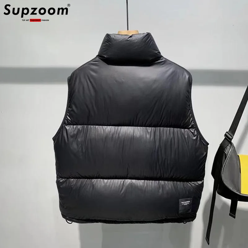 Supzoom 2024 Top Fashion New Arrival Letters Leather Stand Collar Autumn And Winter For Men And Women Warm Thickened Down Vest