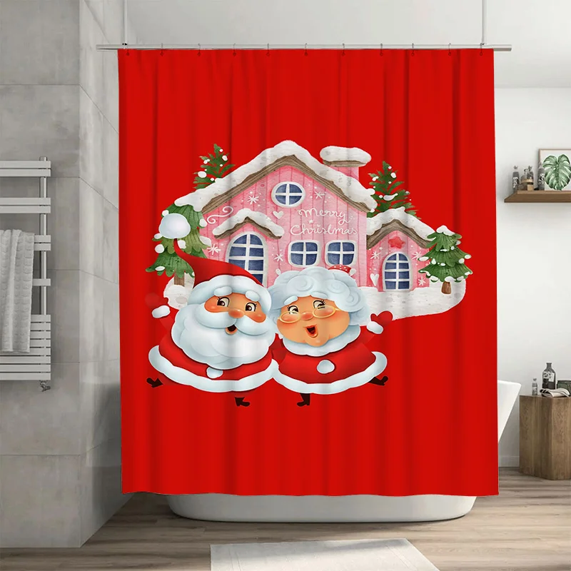 

Tuniu праздничная рождественская занавеска для ванны с Санта-Клаусом, веселый праздничный комплект занавесок для душа, забавный милый декор в виде лося и оленя, ткань для ванной комнаты
