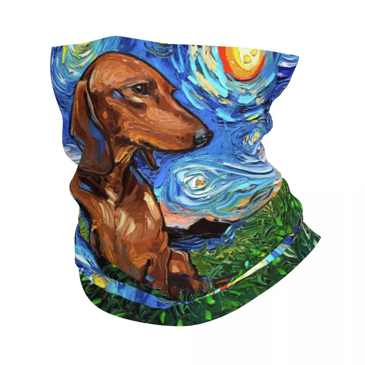 Starry Night Dachshund Winter Neck Warmer Women Windproof Wrap Face Scarf for Ski Badger Sausage Wiener Dog Gaiter Headband