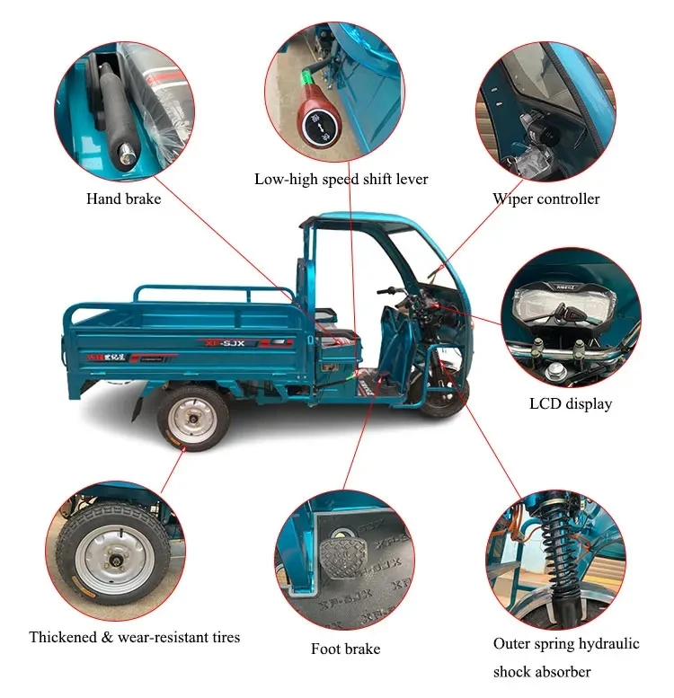 Happy Life  Tricycle Bike Cargo with Multiple Color Eec Trike 3 Wheel Tricycle Export Stock Wanhoo Cargo Tricycle