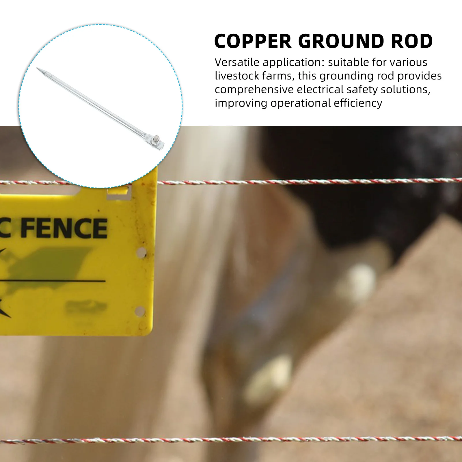 

12Mmx300Mm Electric Fence Grounding Rod Galvanized Brass For Outdoor Use Rapid Conductivity Livestock Farm Garden Fencing