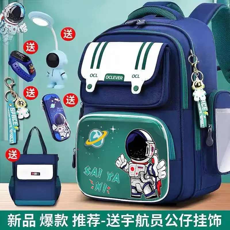 New Schoolbag Primary School Boys Grade One - Six Light Ridge Protection Waterproof Large Capacity Backpack Water Resistant Bag