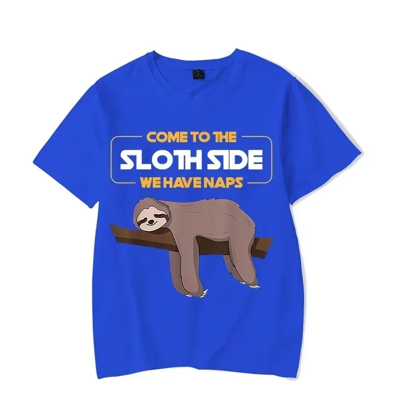 Come To The Sloth Side We Have Naps Print Top Y2k Streetwear Men Tshirt Fashion Harajuku Sloth T Shirt Lazy Sloth Men's T-shirts