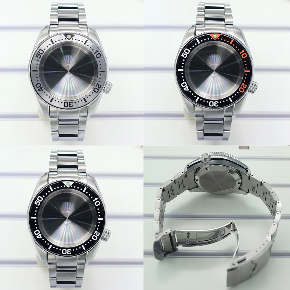 

42mm Stainless Steel Watch Case Strap Set Sapphire Crystal For Seiko NH35 NH36 NH34NH38 4R36 Movement Modified Watch Accessories