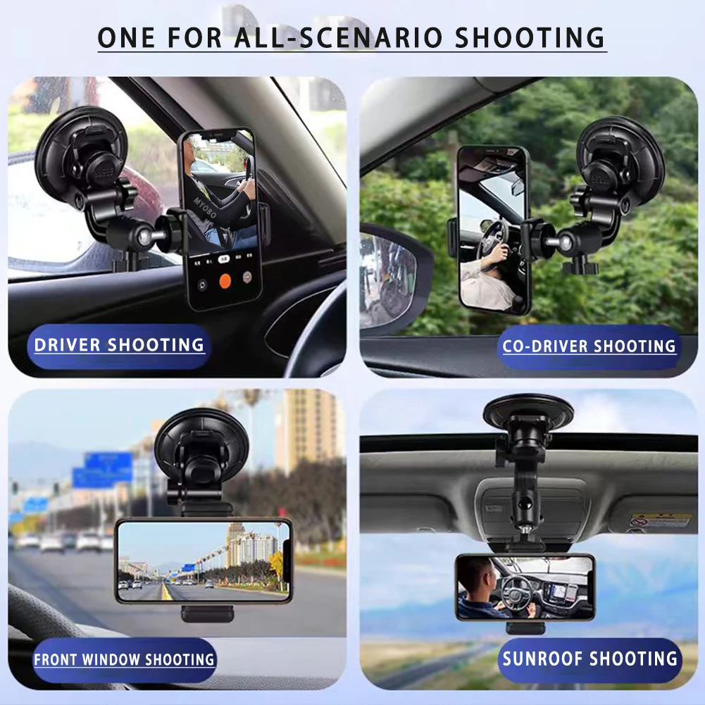 9CM Car Suction Cup Phone Holder, Suction Cup Camera Car Mount for GoPro Hero 13 12 Insta360 DJI Osmo Action 5 Pro 4 Accessories
